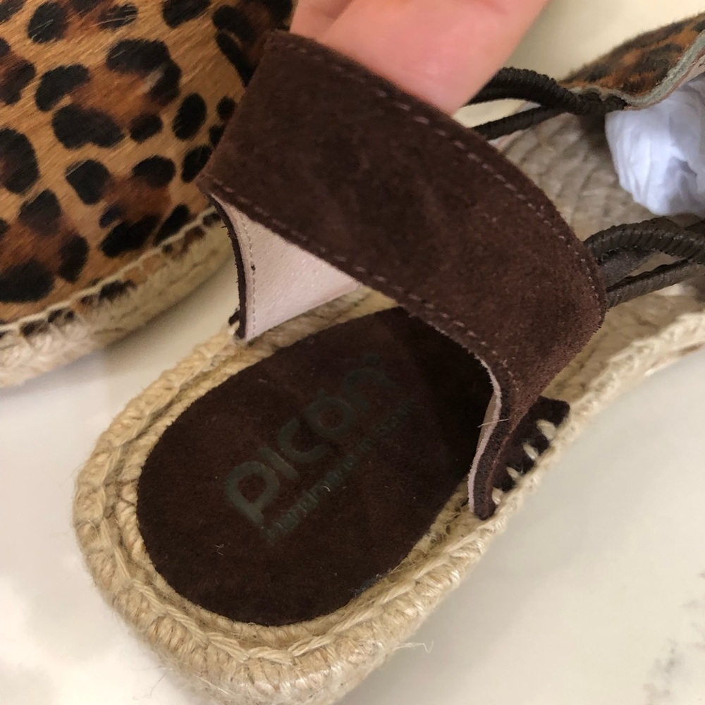 PICON leopard dyed pony hair handmade espadrille sandals SPAIN - Picture 4 of 10
